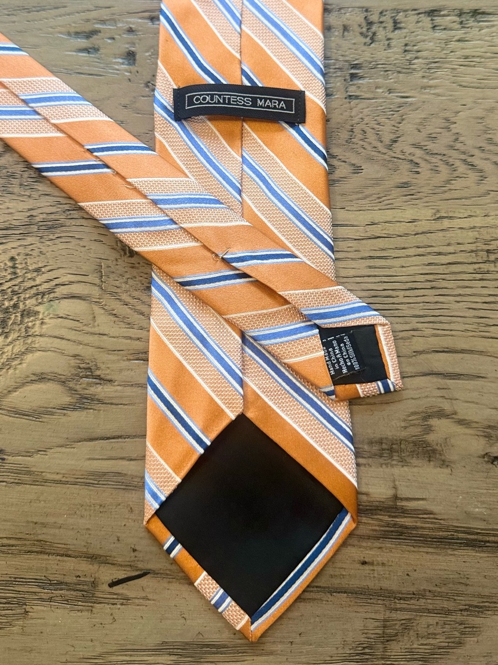 Countess Mara Orange Striped Men's Tie with Blue Accents